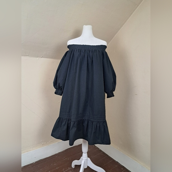 Maeve by Anthropologie Black Off Shoulder with Pockets Mini Dress Size L - Picture 1 of 11